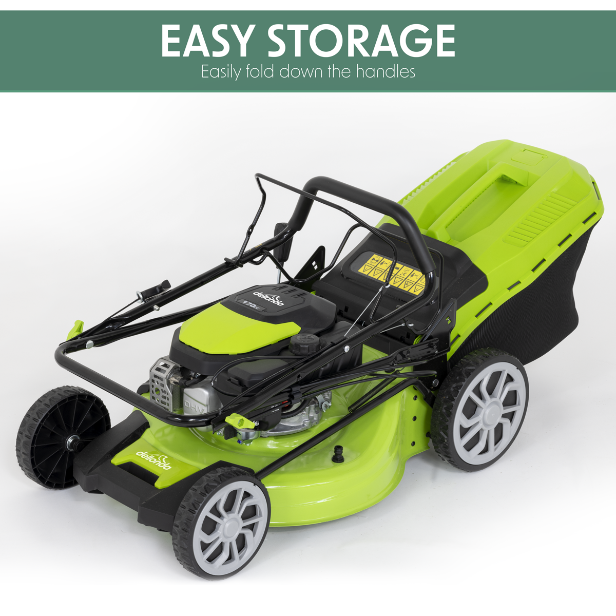 Dellonda DG102 Dellonda Self-Propelled Petrol Lawnmower Grass Cutter with Height Adjustment & Grass Bag 170cc 20"/51cm 4-Stroke Engine