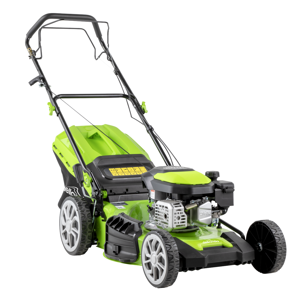 Dellonda DG102 Dellonda Self-Propelled Petrol Lawnmower Grass Cutter with Height Adjustment & Grass Bag 170cc 20"/51cm 4-Stroke Engine