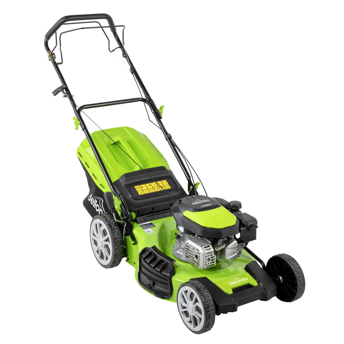 Dellonda DG102 Dellonda Self-Propelled Petrol Lawnmower Grass Cutter with Height Adjustment & Grass Bag 170cc 20"/51cm 4-Stroke Engine