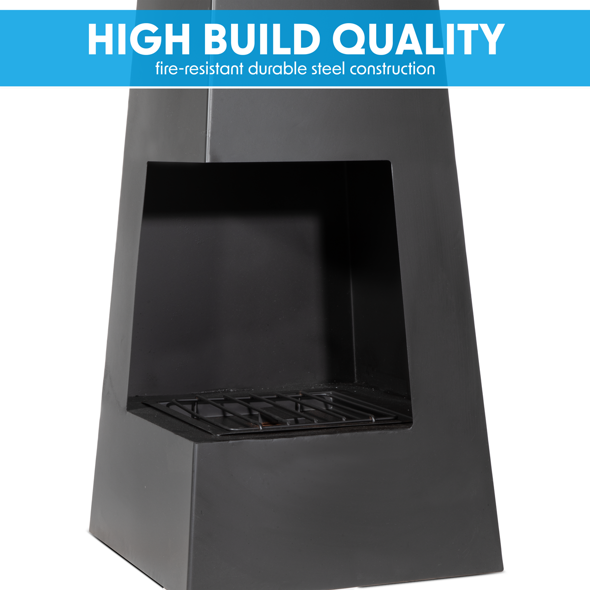 Dellonda DG105 Dellonda Chiminea, Wood Burner, Heater for Outdoors W45cm x H150cm - Black Steel