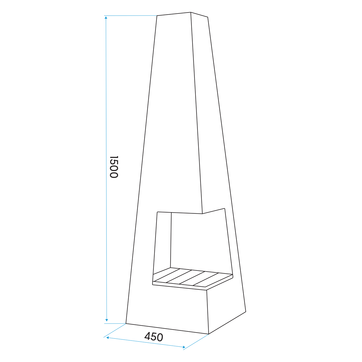 Dellonda DG105 Dellonda Chiminea, Wood Burner, Heater for Outdoors W45cm x H150cm - Black Steel