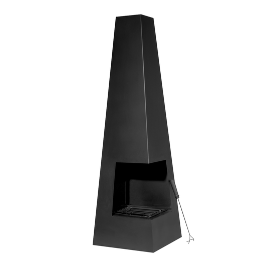 Dellonda DG105 Dellonda Chiminea, Wood Burner, Heater for Outdoors W45cm x H150cm - Black Steel