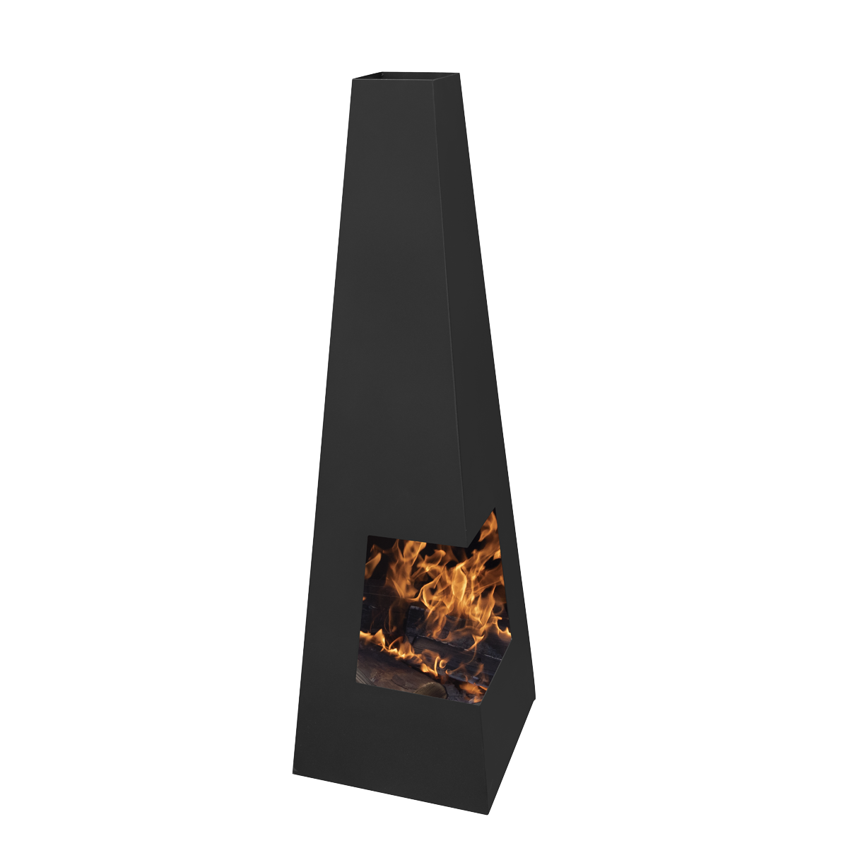 Dellonda DG105 Dellonda Chiminea, Wood Burner, Heater for Outdoors W45cm x H150cm - Black Steel