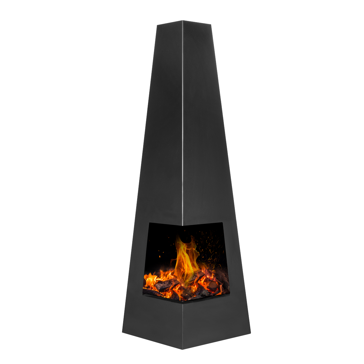 Dellonda DG105 Dellonda Chiminea, Wood Burner, Heater for Outdoors W45cm x H150cm - Black Steel