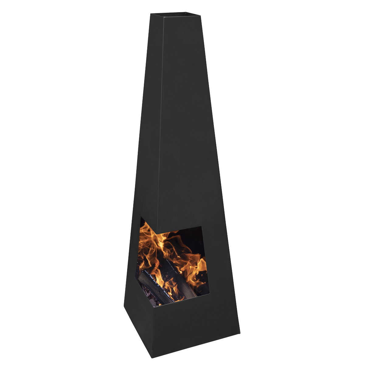 Dellonda DG105 Dellonda Chiminea, Wood Burner, Heater for Outdoors W45cm x H150cm - Black Steel