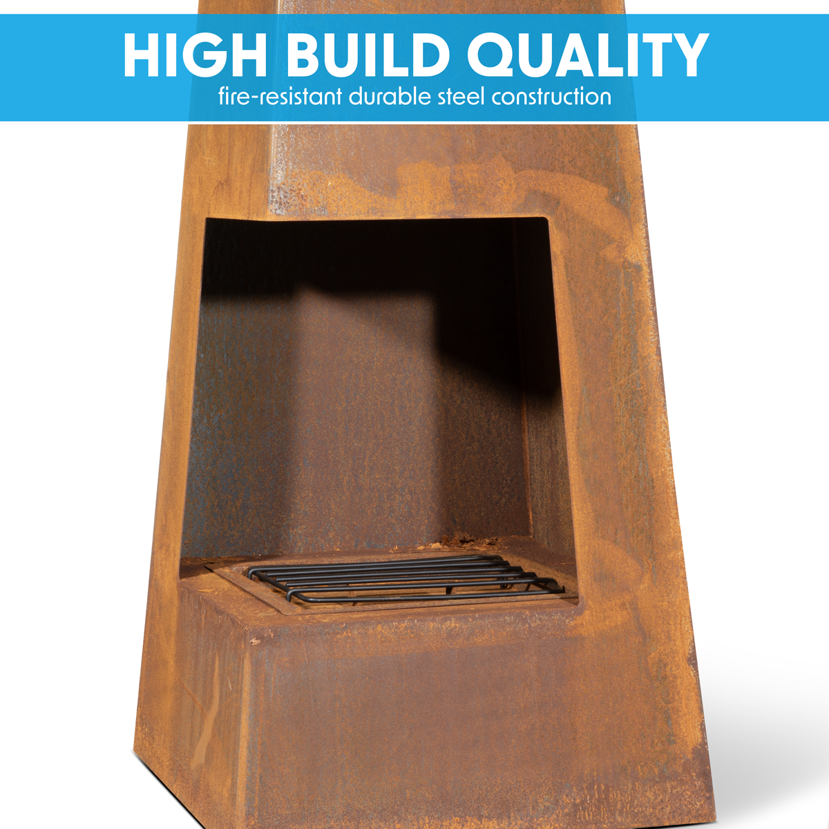 Dellonda DG106 Dellonda Chiminea, Wood Burner, Heater for Outdoors W45cm x H150cm, Corten Steel