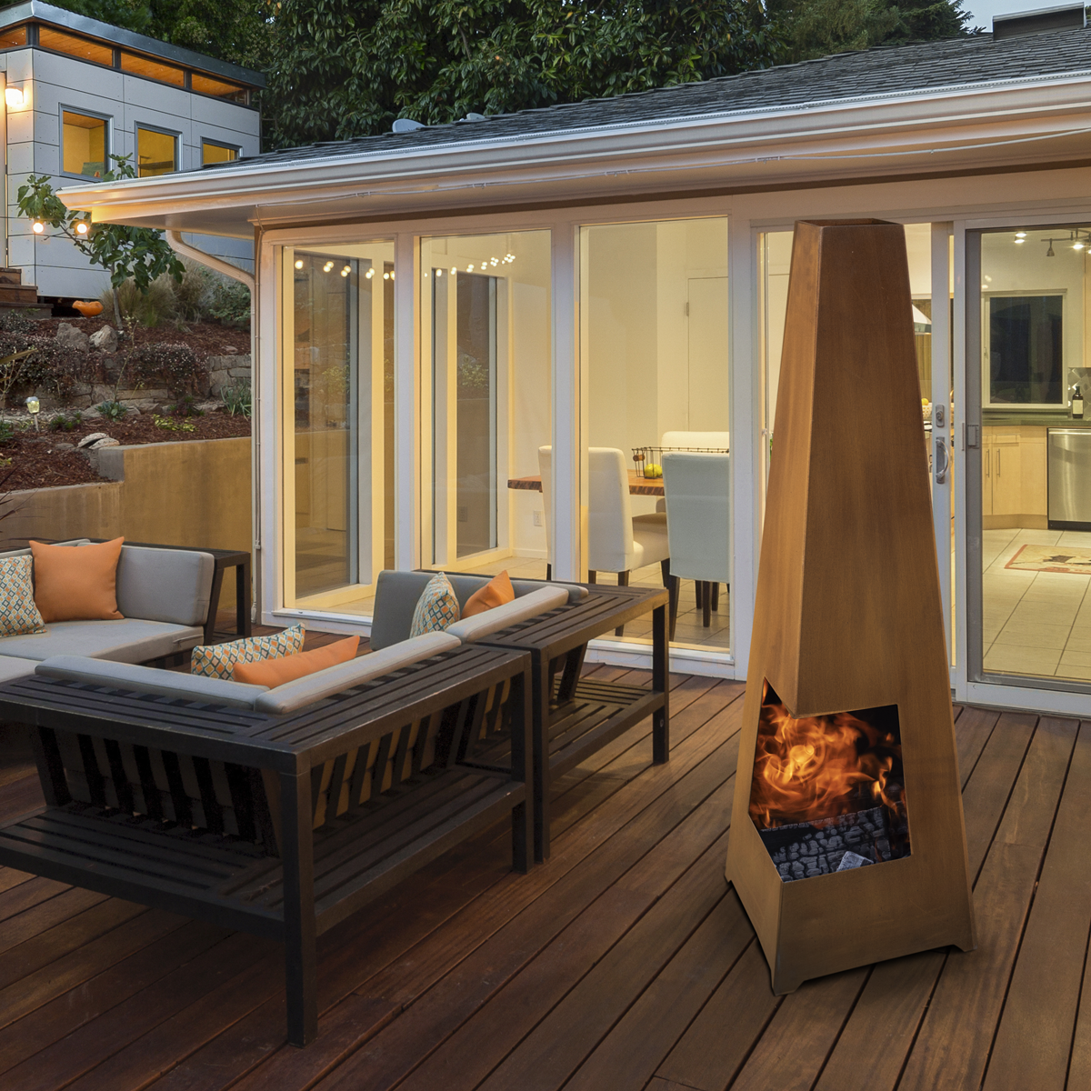Dellonda DG106 Dellonda Chiminea, Wood Burner, Heater for Outdoors W45cm x H150cm, Corten Steel
