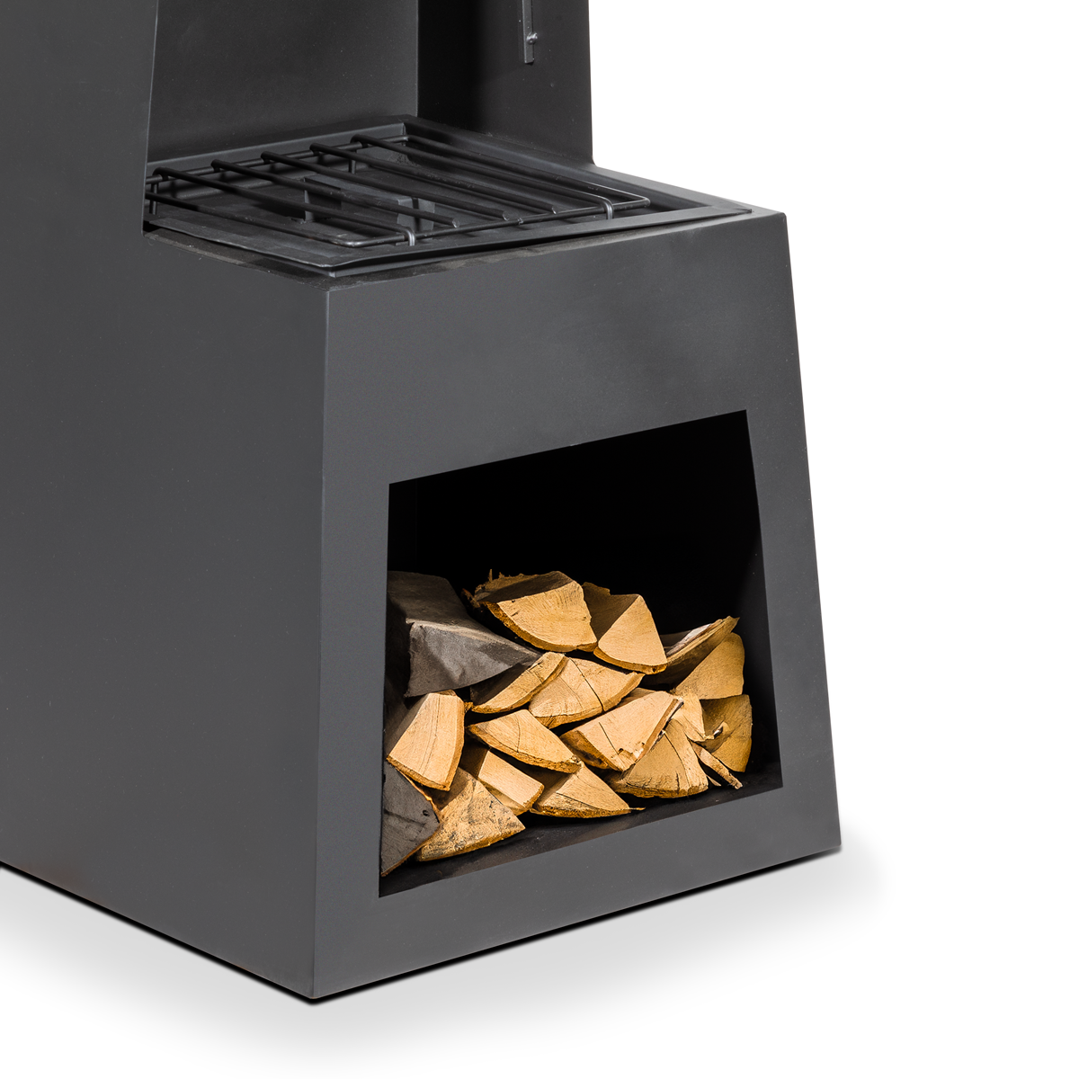 Dellonda DG107 Dellonda Outdoor Chiminea Fireplace Fire Pit Heater Firewood Storage Black Steel
