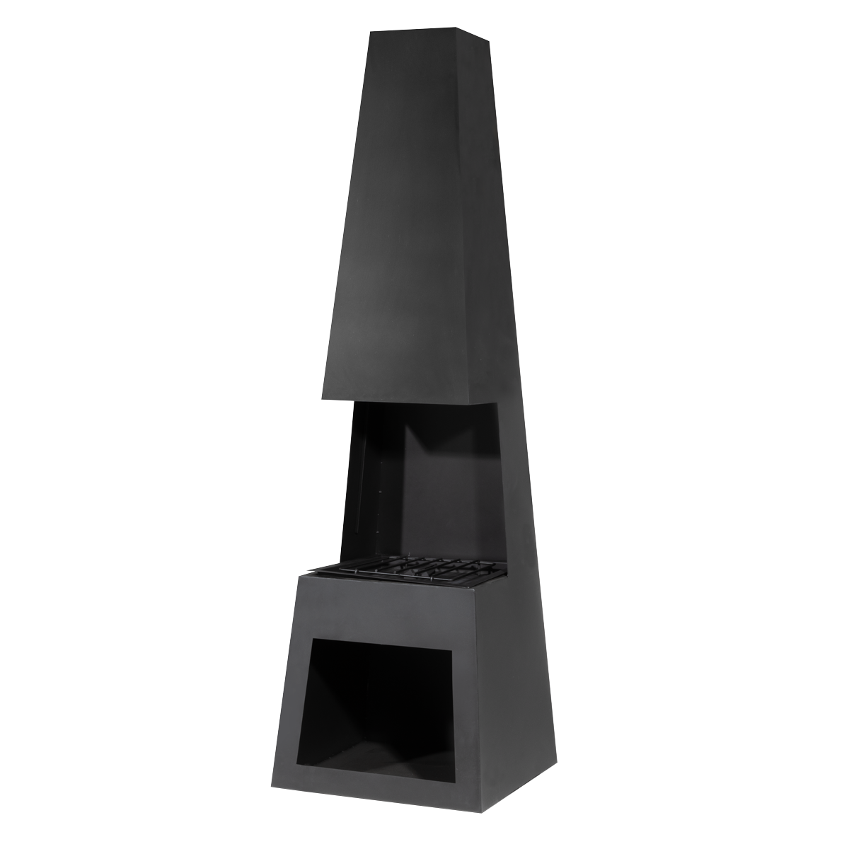 Dellonda DG107 Dellonda Outdoor Chiminea Fireplace Fire Pit Heater Firewood Storage Black Steel