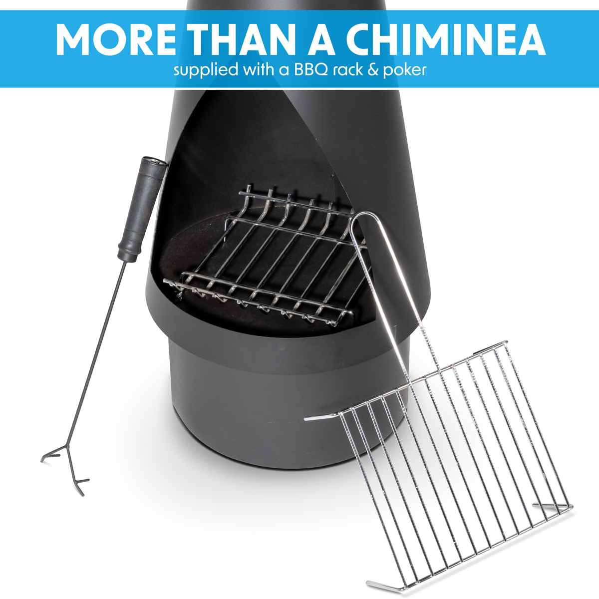 Dellonda DG109 Dellonda Outdoor Chiminea, Fireplace, Fire Pit, Heater, Durable, Black Steel