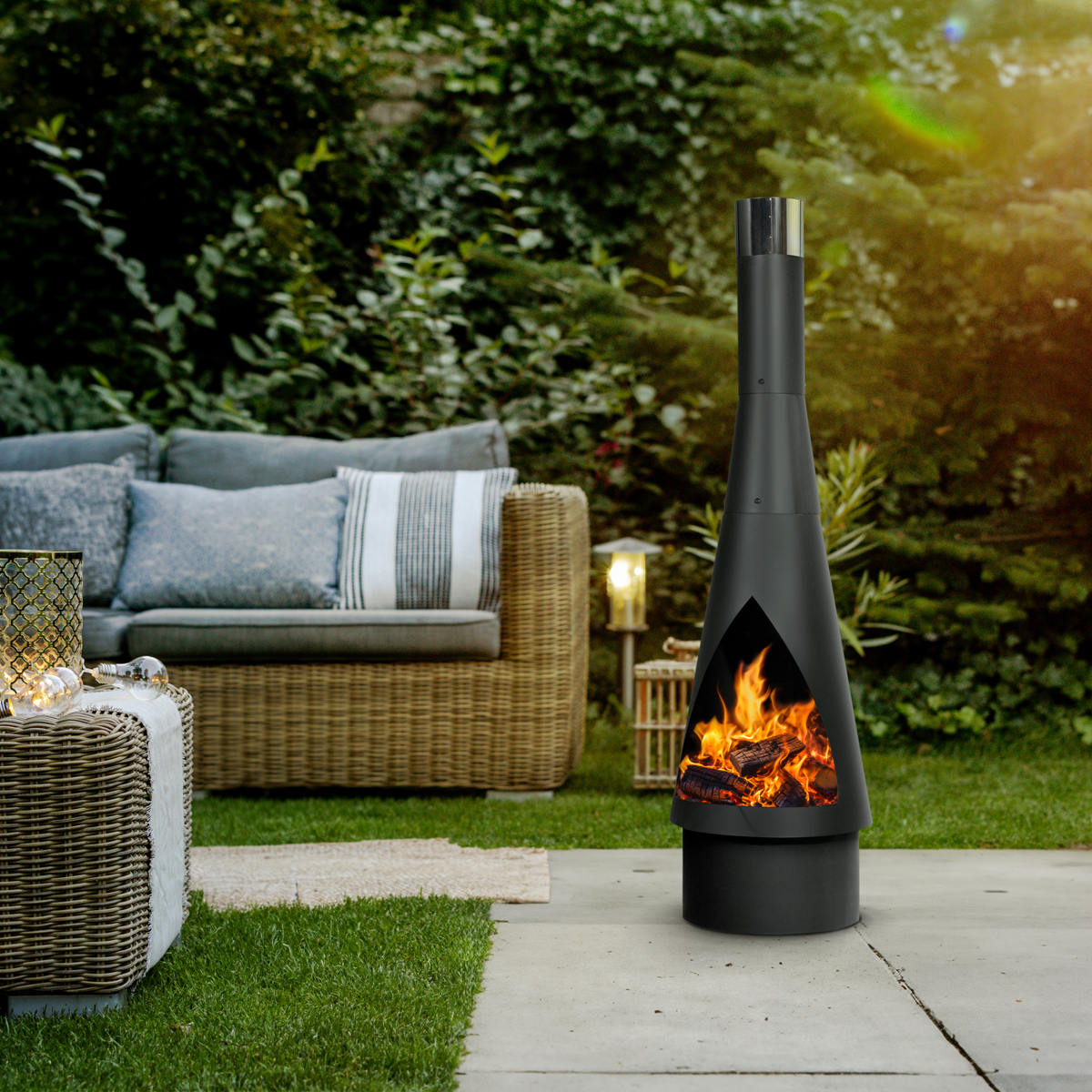 Dellonda DG109 Dellonda Outdoor Chiminea, Fireplace, Fire Pit, Heater, Durable, Black Steel