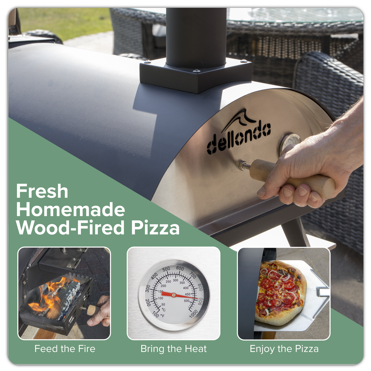 Dellonda DG10 Dellonda Wood-Fired Pizza Oven 14" - Black