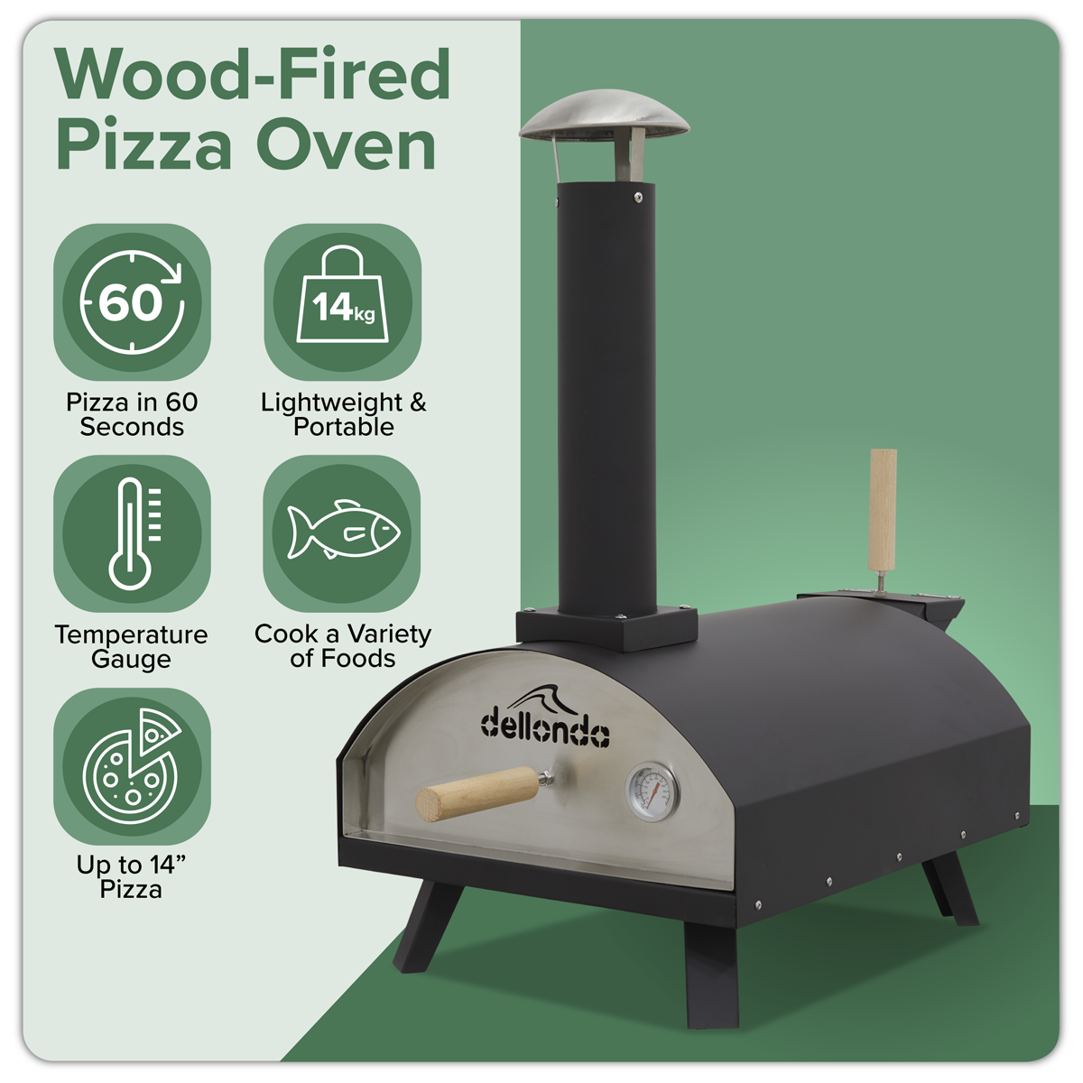 Dellonda DG10 Dellonda Wood-Fired Pizza Oven 14" - Black