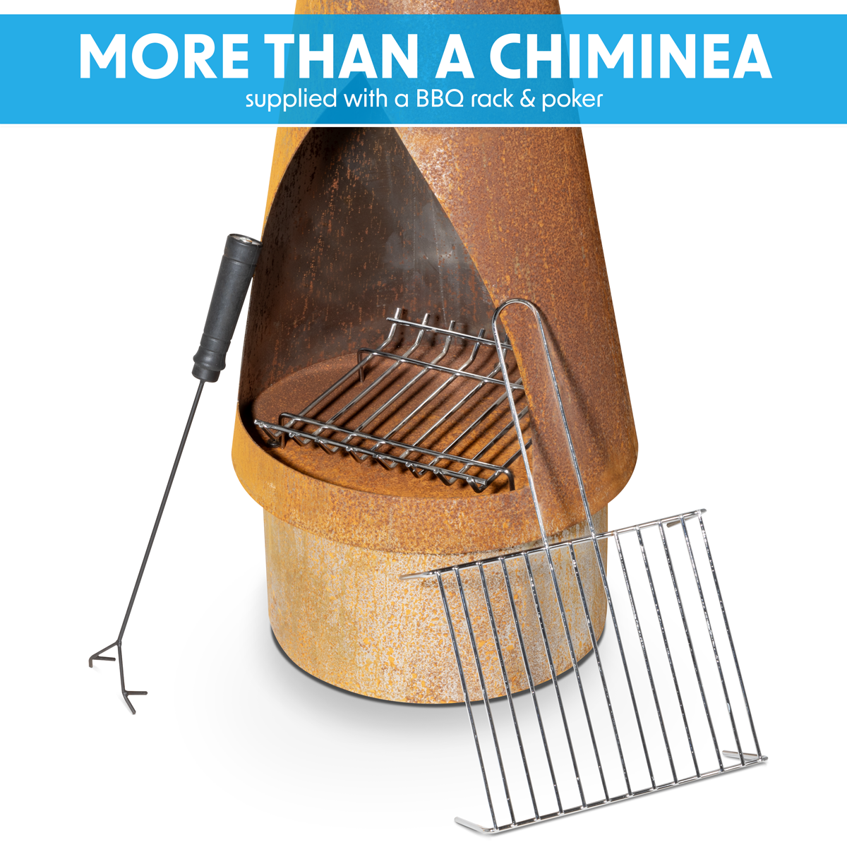 Dellonda DG110 Dellonda Outdoor/Garden/Patio Conical Chiminea, Fireplace, Fire Pit, Heater, H127cm - Corten Steel