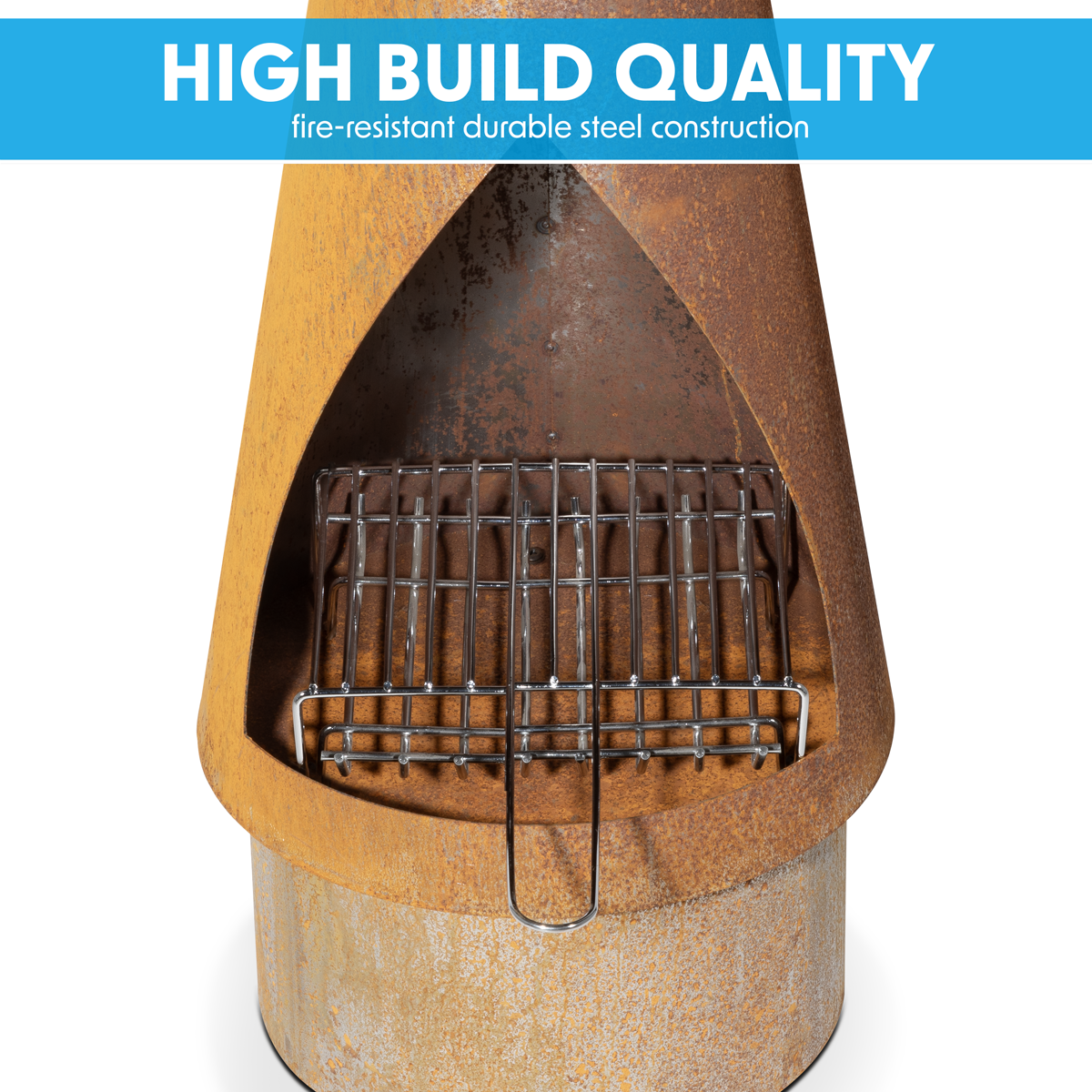 Dellonda DG110 Dellonda Outdoor/Garden/Patio Conical Chiminea, Fireplace, Fire Pit, Heater, H127cm - Corten Steel