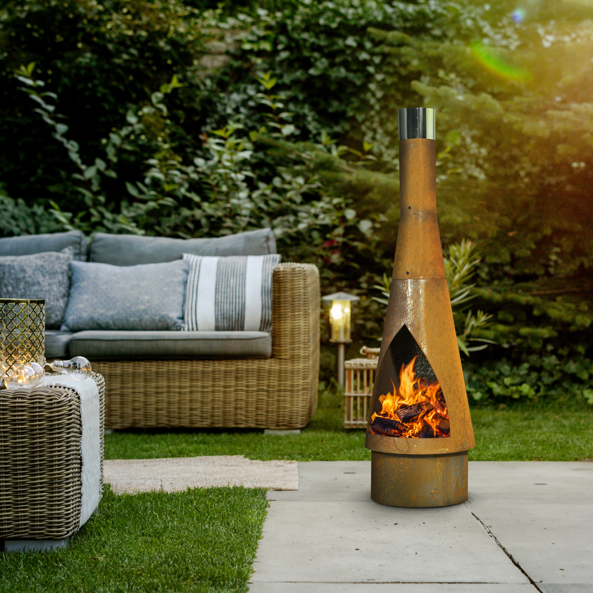 Dellonda DG110 Dellonda Outdoor/Garden/Patio Conical Chiminea, Fireplace, Fire Pit, Heater, H127cm - Corten Steel