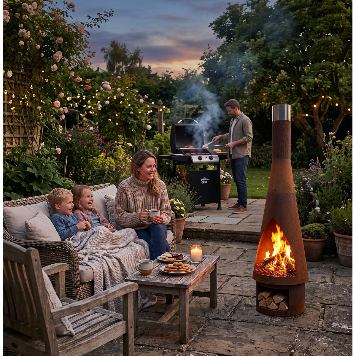 Dellonda DG110 Dellonda Outdoor/Garden/Patio Conical Chiminea, Fireplace, Fire Pit, Heater, H127cm - Corten Steel