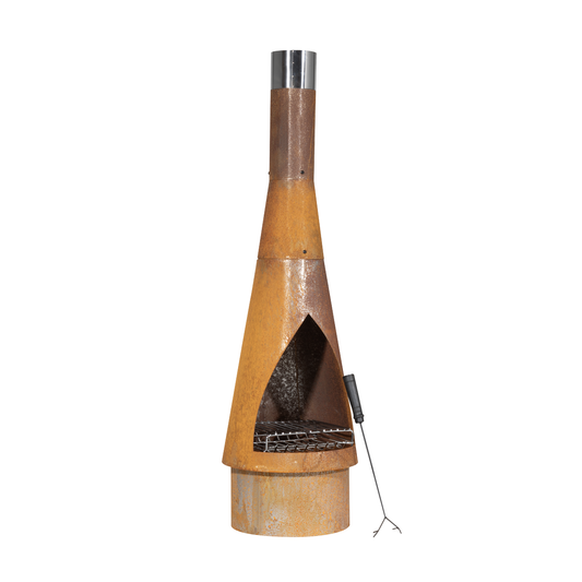 Dellonda DG110 Dellonda Outdoor/Garden/Patio Conical Chiminea, Fireplace, Fire Pit, Heater, H127cm - Corten Steel