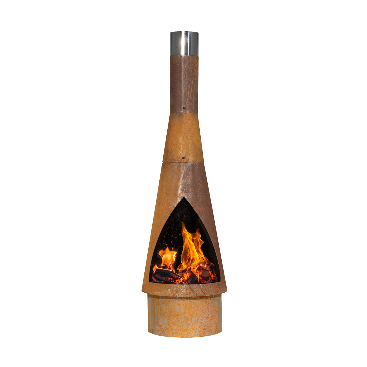 Dellonda DG110 Dellonda Outdoor/Garden/Patio Conical Chiminea, Fireplace, Fire Pit, Heater, H127cm - Corten Steel