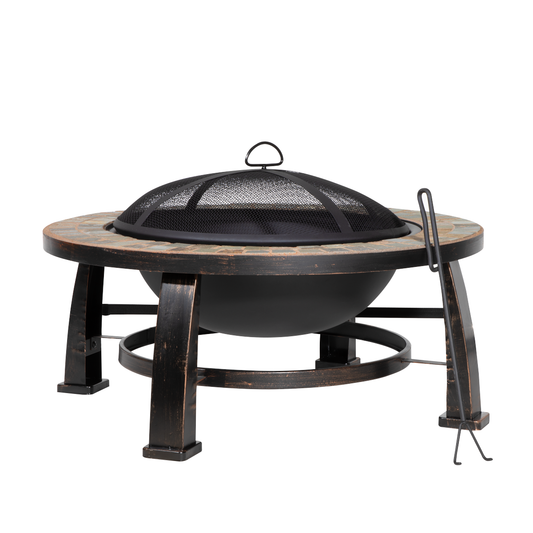 Dellonda DG111 Dellonda 76cm Deluxe Traditional Style Fire Pit/Fireplace/Outdoor Heater - Slate