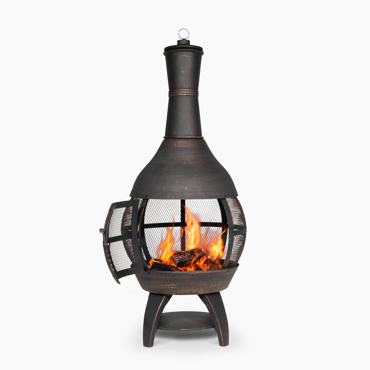 Dellonda DG112 Dellonda Deluxe 360° Chiminea/Fire Pit/Outdoor Heater - Antique Bronze Finish - DG112