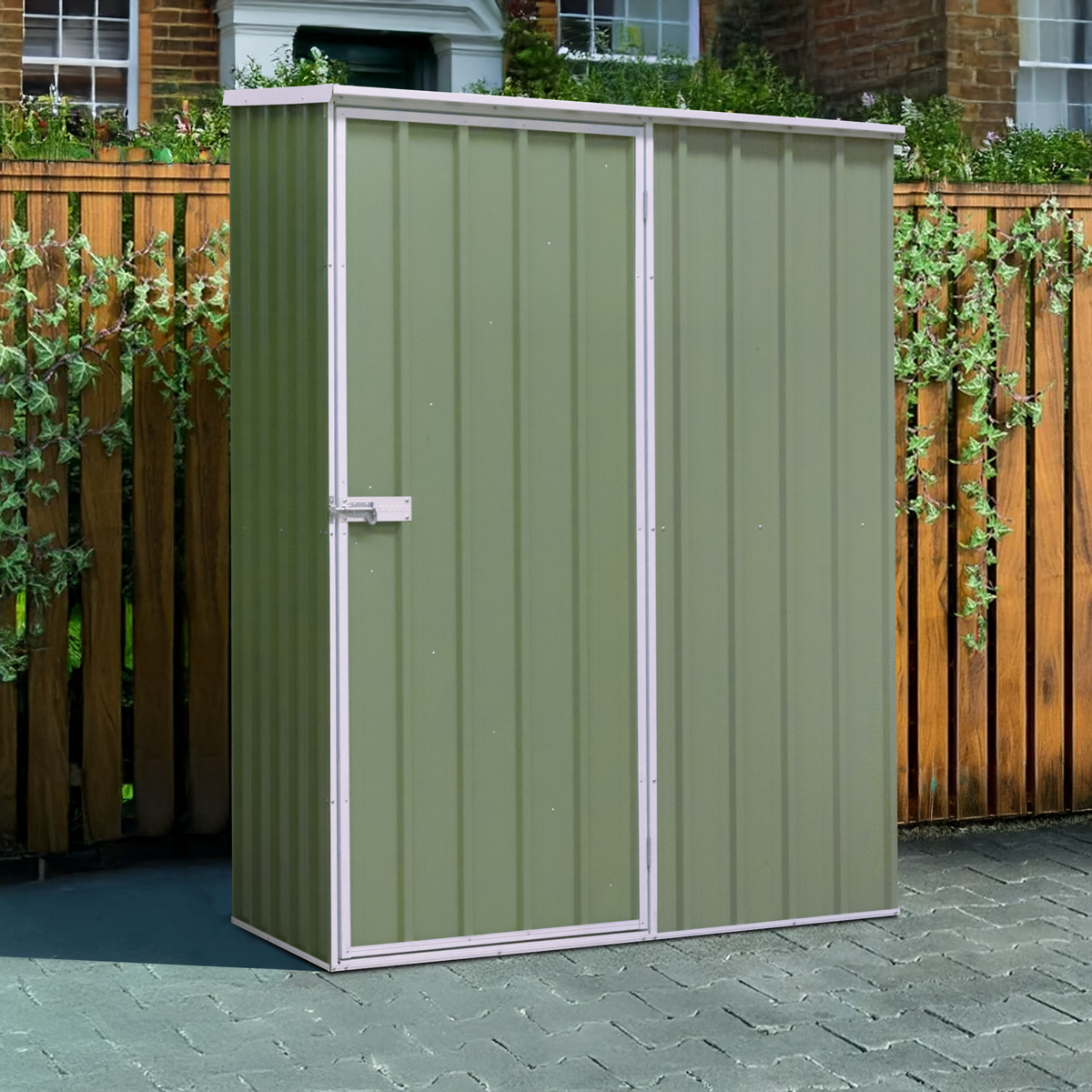 Dellonda DG113 Dellonda Galvanized Steel Storage Shed with Pent Style Roof 150 x 80 x 190cm - Green