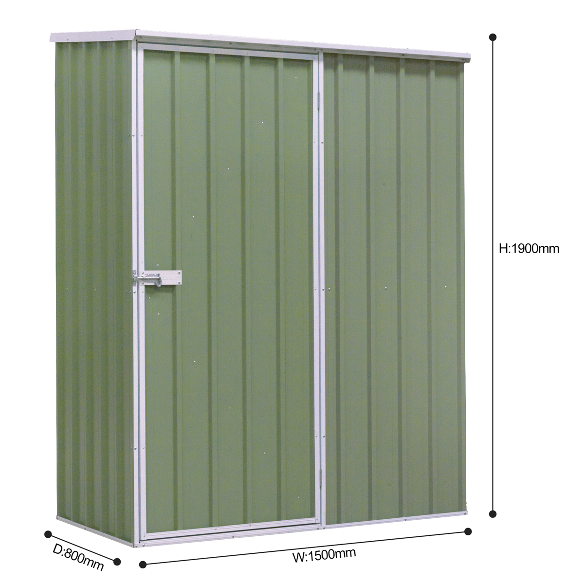 Dellonda DG113 Dellonda Galvanized Steel Storage Shed with Pent Style Roof 150 x 80 x 190cm - Green
