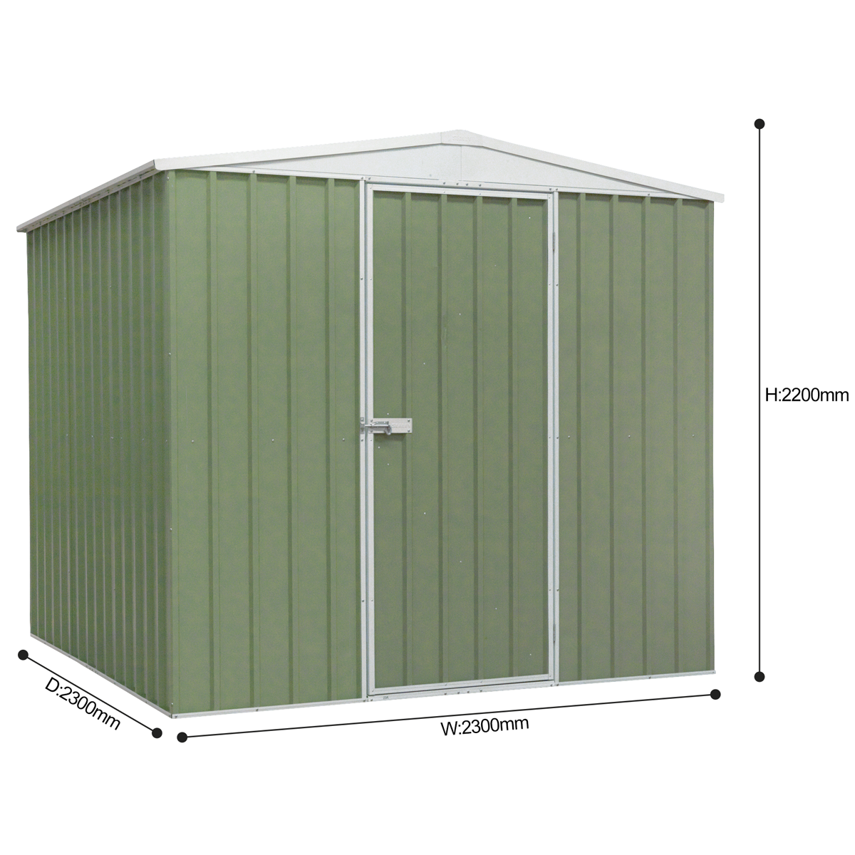 Dellonda DG115 Dellonda Galvanized Steel Storage Shed with Apex Style Roof 230 x 230 x 220cm - Green