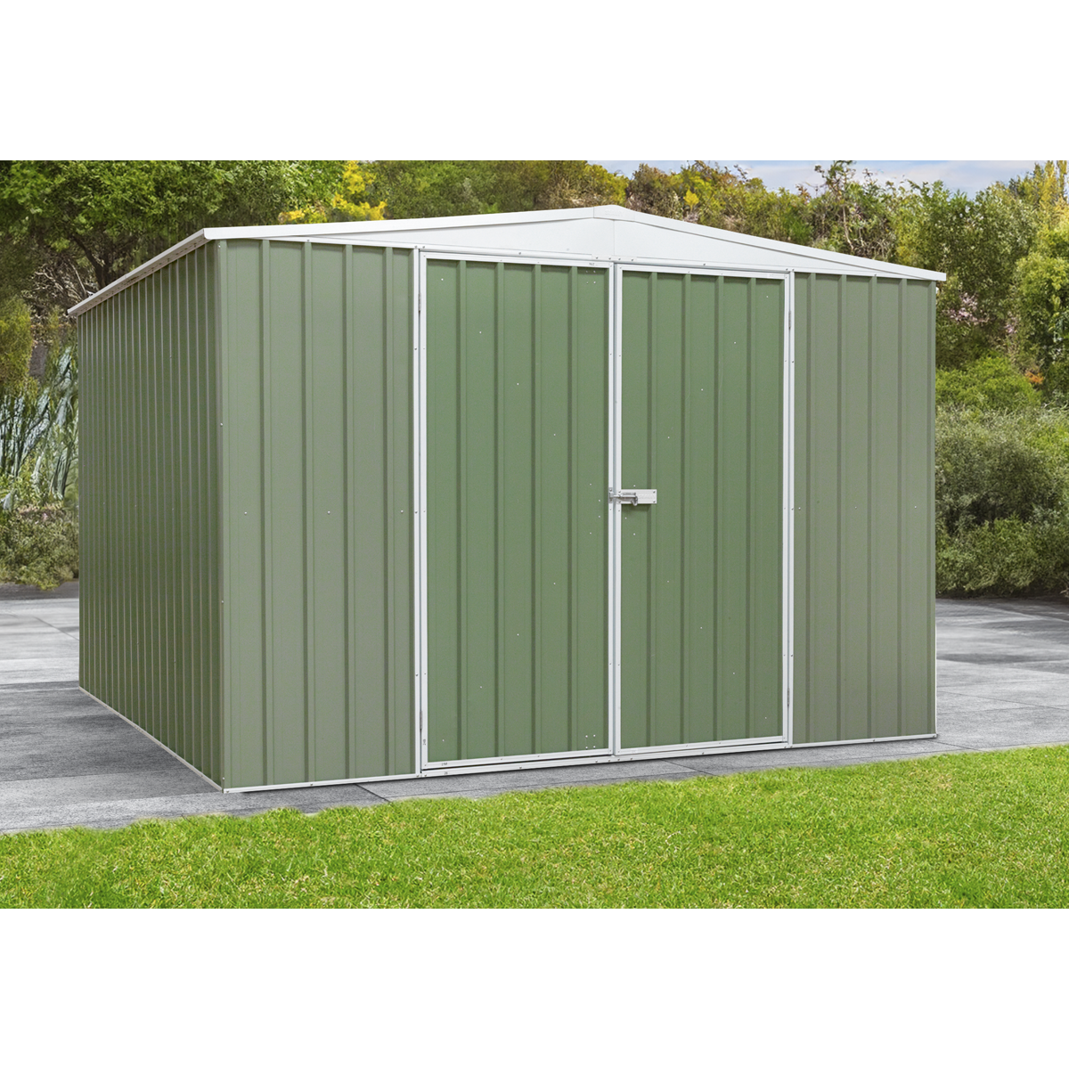 Dellonda DG116 Dellonda Galvanized Steel Storage Shed with Apex Style Roof 300 x 300 x 220cm - Green