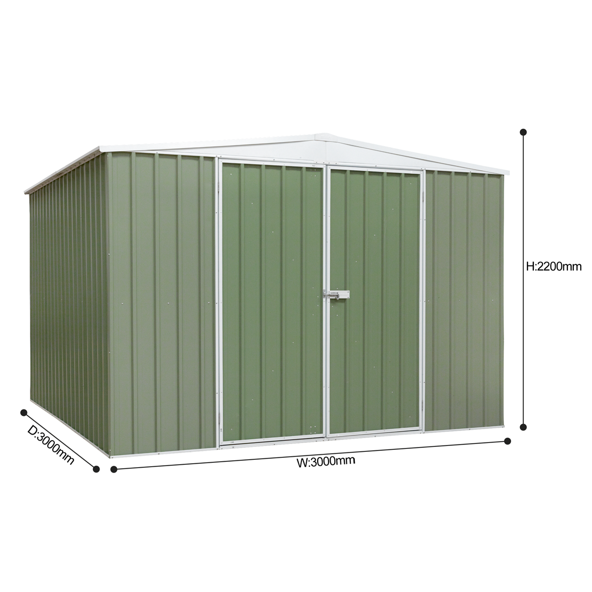 Dellonda DG116 Dellonda Galvanized Steel Storage Shed with Apex Style Roof 300 x 300 x 220cm - Green