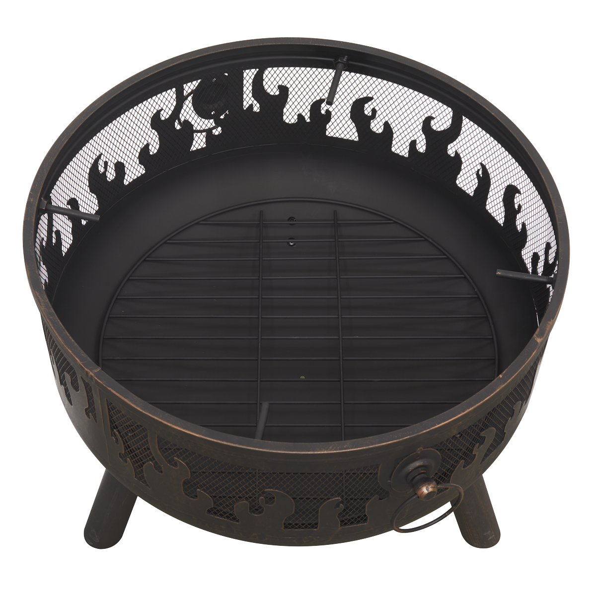 Dellonda DG117 Dellonda Deluxe Fire Pit Fireplace Outdoor Patio Heater, Cooking Grill & Poker 61cm