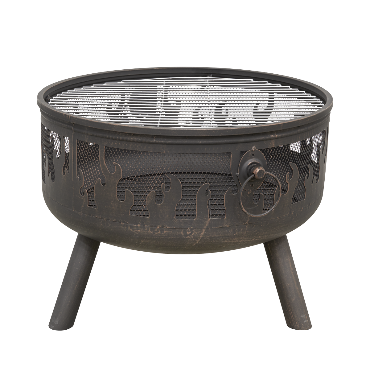 Dellonda DG117 Dellonda Deluxe Fire Pit Fireplace Outdoor Patio Heater, Cooking Grill & Poker 61cm