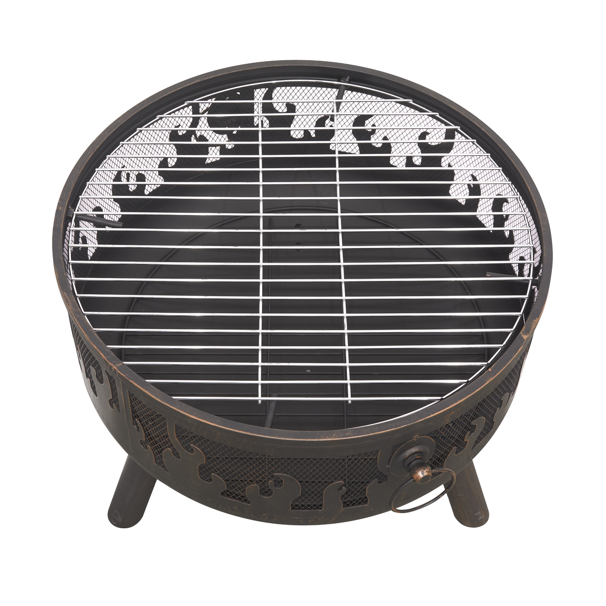 Dellonda DG117 Dellonda Deluxe Fire Pit Fireplace Outdoor Patio Heater, Cooking Grill & Poker 61cm