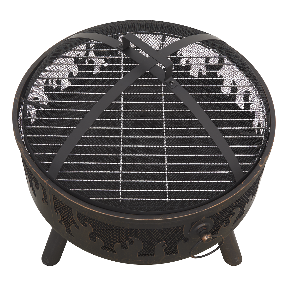 Dellonda DG117 Dellonda Deluxe Fire Pit Fireplace Outdoor Patio Heater, Cooking Grill & Poker 61cm