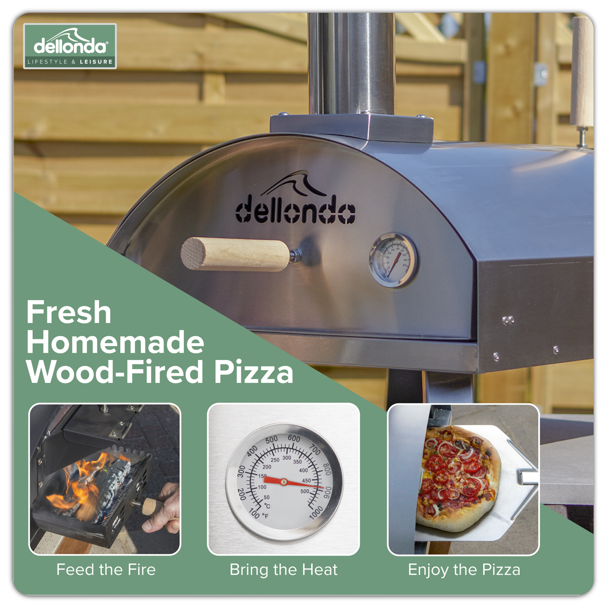 Dellonda DG11 Dellonda Wood-Fired Pizza Oven 14" - Stainless Steel