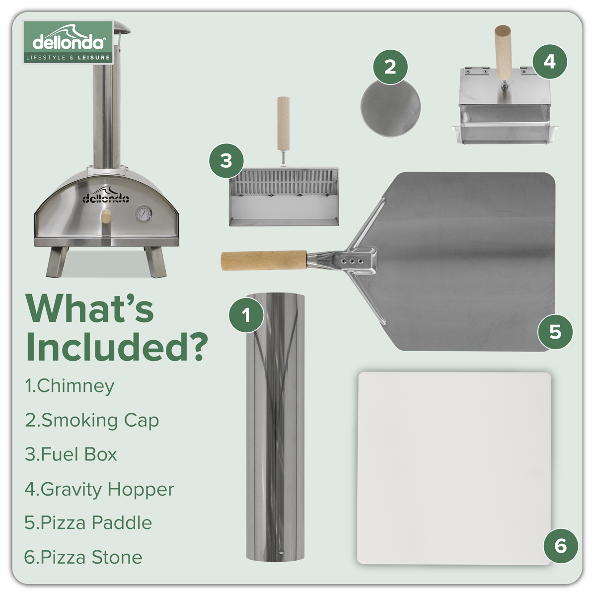 Dellonda DG11 Dellonda Wood-Fired Pizza Oven 14" - Stainless Steel