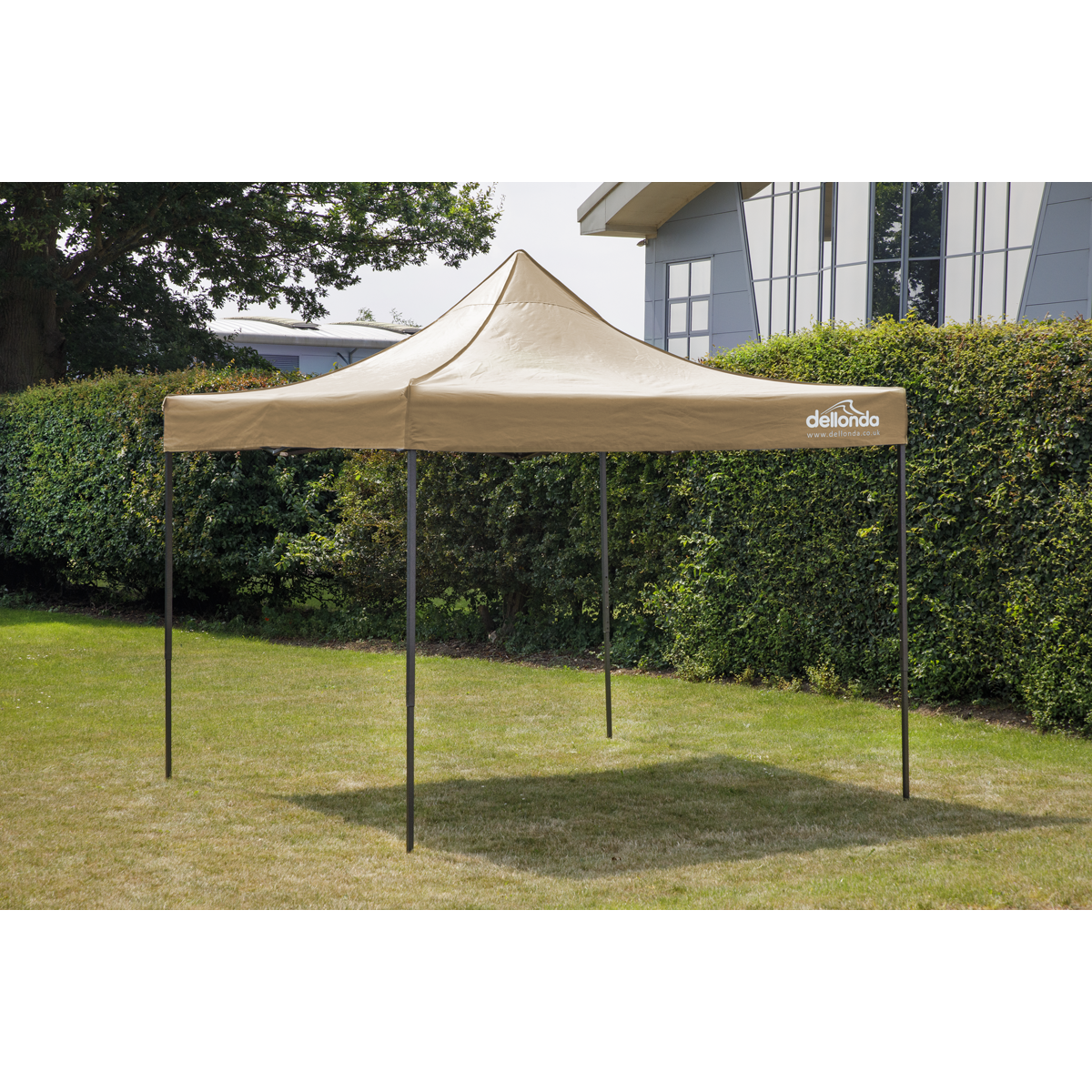 Dellonda DG126 Dellonda Premium 2x2m Pop-Up Gazebo, Heavy Duty, PVC Coated, Water-Resistant Fabric, Supplied with Carry Bag, Rope, Stakes & Weight Bags - Beige Canopy