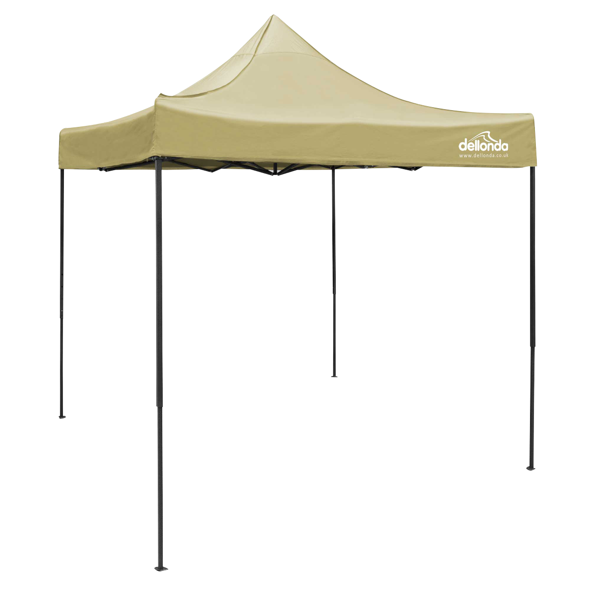 Dellonda DG126 Dellonda Premium 2x2m Pop-Up Gazebo, Heavy Duty, PVC Coated, Water-Resistant Fabric, Supplied with Carry Bag, Rope, Stakes & Weight Bags - Beige Canopy