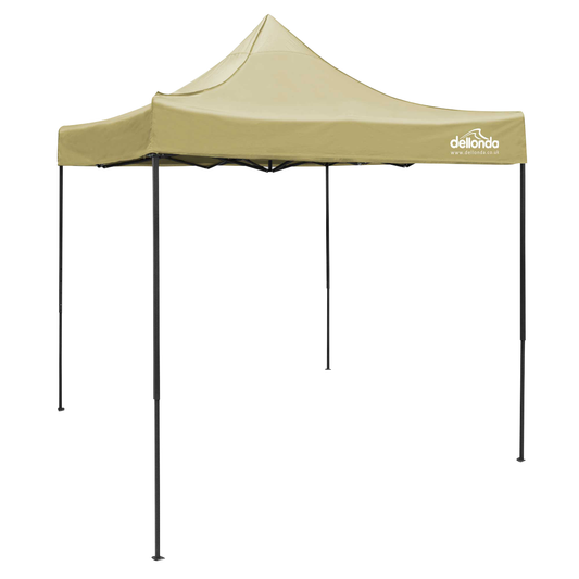 Dellonda DG126 Dellonda Premium 2x2m Pop-Up Gazebo, Heavy Duty, PVC Coated, Water-Resistant Fabric, Supplied with Carry Bag, Rope, Stakes & Weight Bags - Beige Canopy