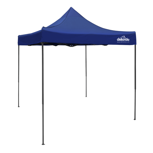 Dellonda DG127 Dellonda Premium 2x2m Pop-Up Gazebo, Heavy Duty, PVC Coated, Water-Resistant Fabric, Supplied with Carry Bag, Rope, Stakes & Weight Bags - Blue Canopy