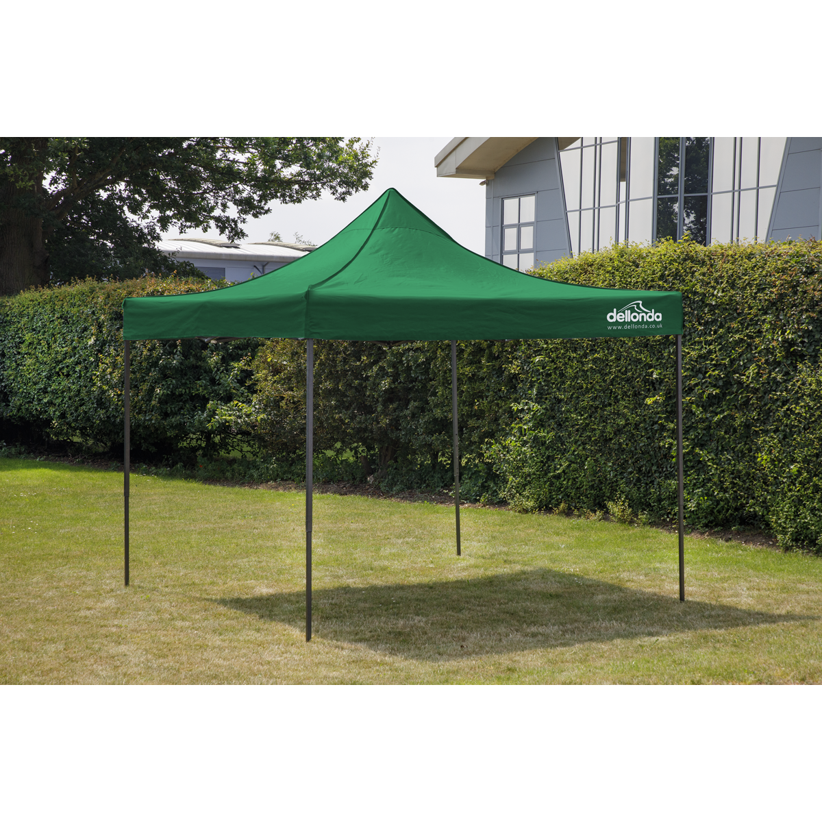 Dellonda DG128 Dellonda Premium 2 x 2m Pop-Up Gazebo, Heavy Duty, PVC Coated, Water-Resistant Fabric, Supplied with Carry Bag, Rope, Stakes & Weight Bags - Dark Green Canopy