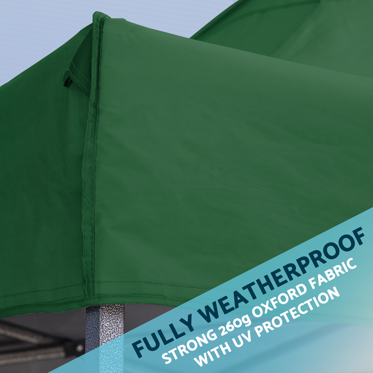 Dellonda DG128 Dellonda Premium 2 x 2m Pop-Up Gazebo, Heavy Duty, PVC Coated, Water-Resistant Fabric, Supplied with Carry Bag, Rope, Stakes & Weight Bags - Dark Green Canopy