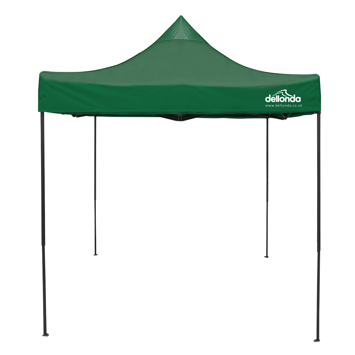Dellonda DG128 Dellonda Premium 2 x 2m Pop-Up Gazebo, Heavy Duty, PVC Coated, Water-Resistant Fabric, Supplied with Carry Bag, Rope, Stakes & Weight Bags - Dark Green Canopy