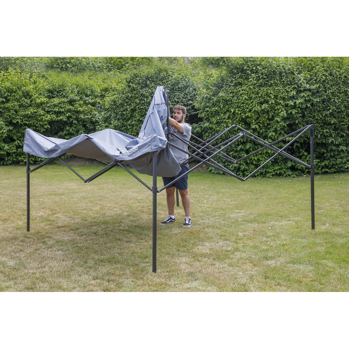 Dellonda DG129 Dellonda Premium 2 x 2m Pop-Up Gazebo, Heavy Duty, PVC Coated, Water-Resistant Fabric, Supplied with Carry Bag, Rope, Stakes & Weight Bags - Grey Canopy