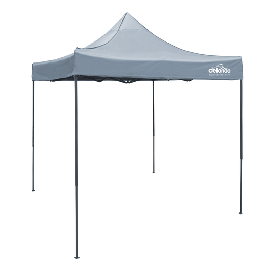Dellonda DG129 Dellonda Premium 2 x 2m Pop-Up Gazebo, Heavy Duty, PVC Coated, Water-Resistant Fabric, Supplied with Carry Bag, Rope, Stakes & Weight Bags - Grey Canopy