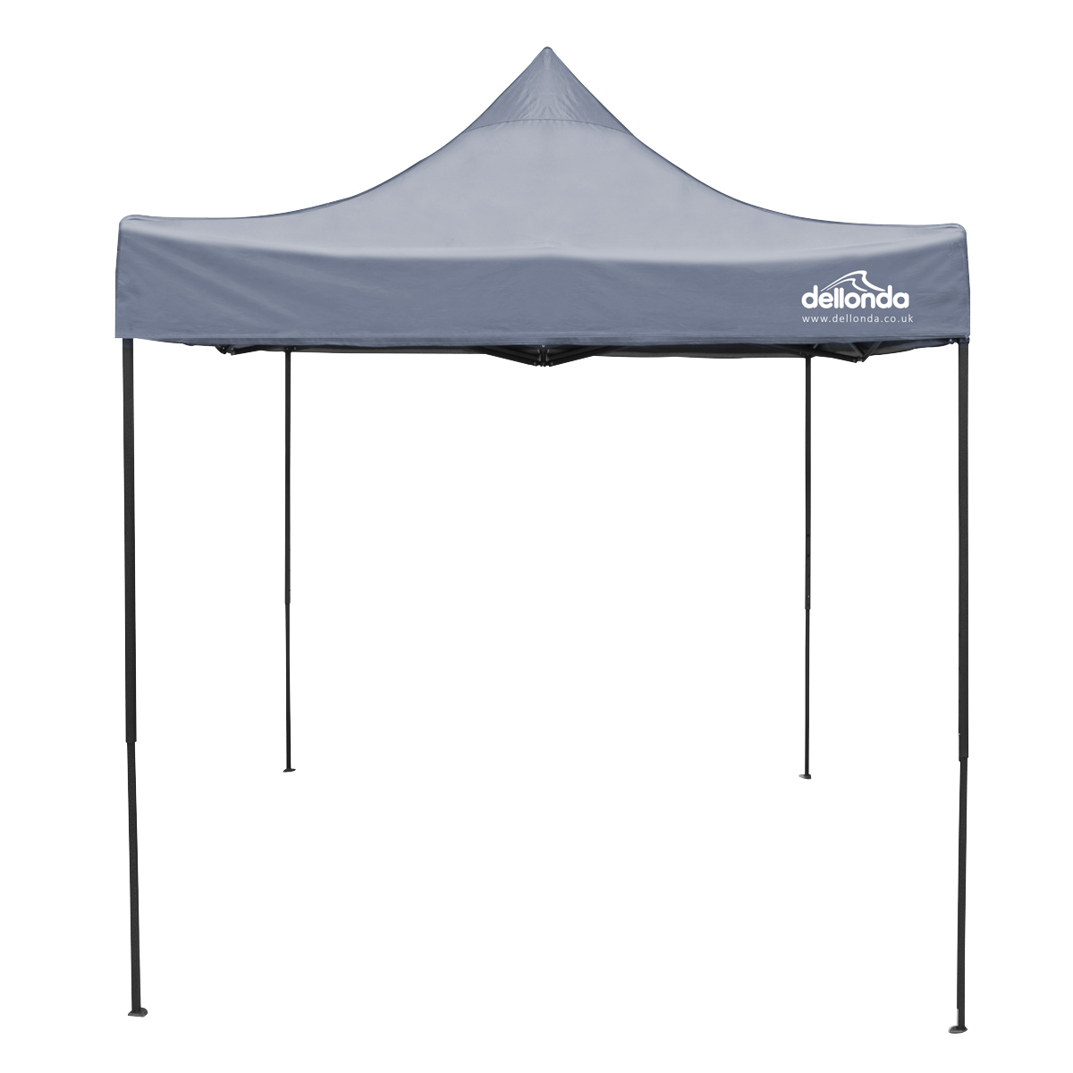 Dellonda DG129 Dellonda Premium 2 x 2m Pop-Up Gazebo, Heavy Duty, PVC Coated, Water-Resistant Fabric, Supplied with Carry Bag, Rope, Stakes & Weight Bags - Grey Canopy