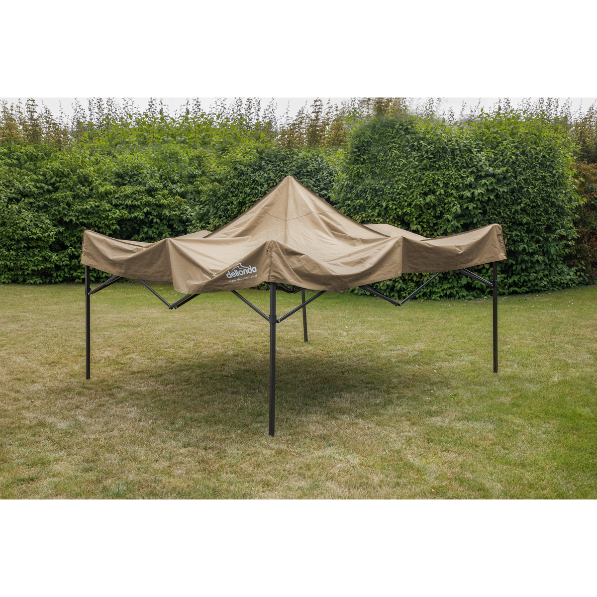 Dellonda DG130 Dellonda Premium 3 x 3m Pop-Up Gazebo, PVC Coated, Water-Resistant Fabric, Supplied with Carry Bag, Rope, Stakes & Weight Bags - Beige Canopy