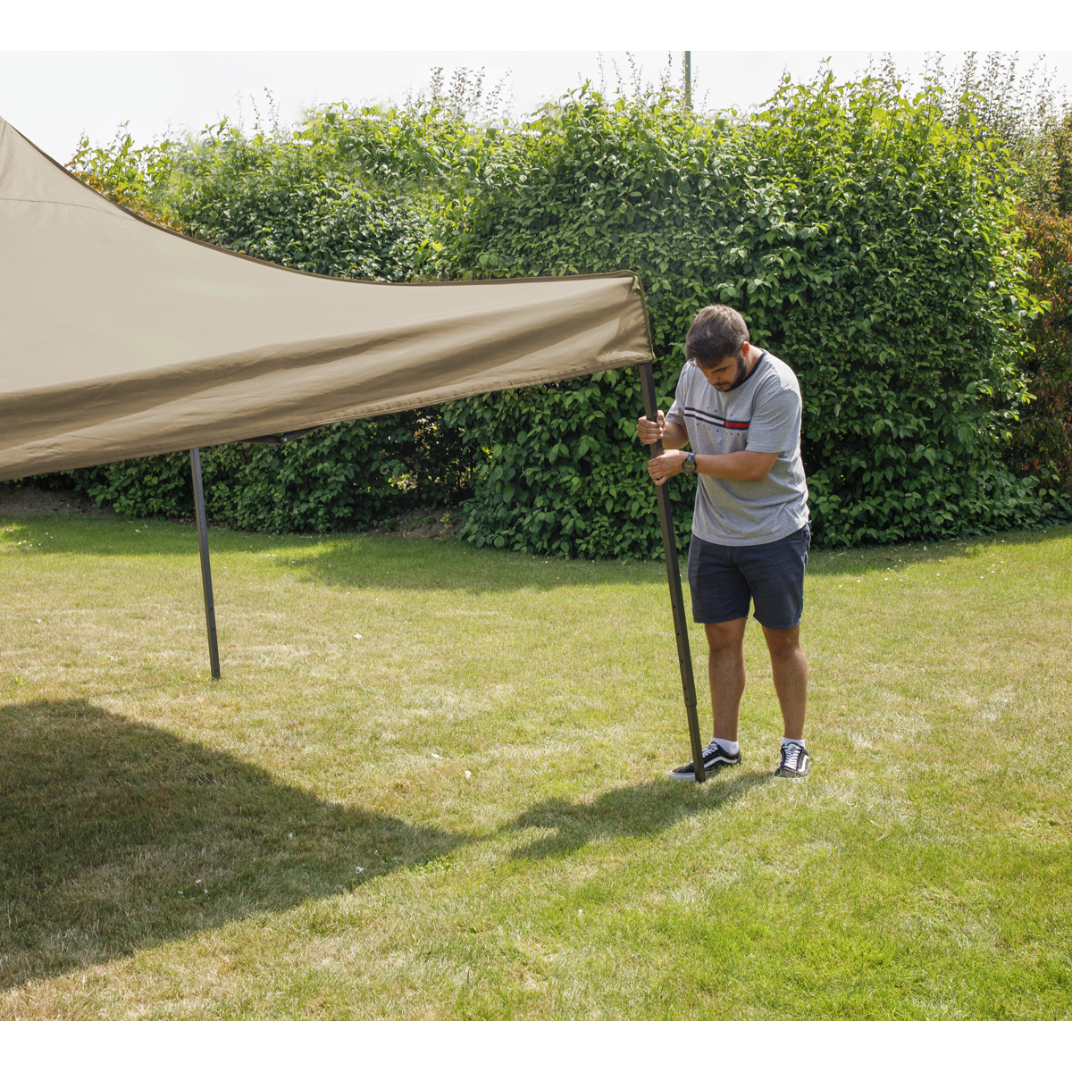 Dellonda DG130 Dellonda Premium 3 x 3m Pop-Up Gazebo, PVC Coated, Water-Resistant Fabric, Supplied with Carry Bag, Rope, Stakes & Weight Bags - Beige Canopy