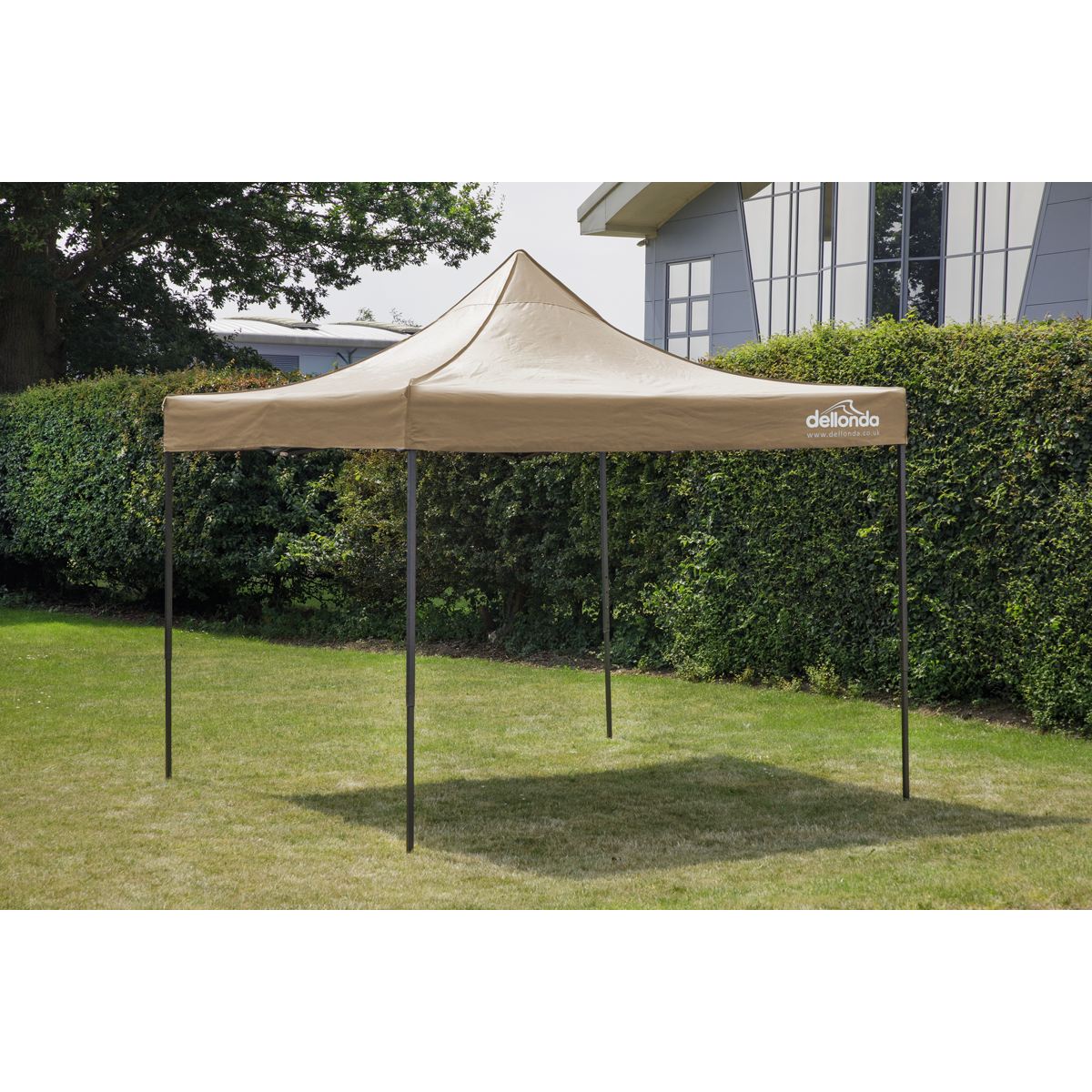 Dellonda DG130 Dellonda Premium 3 x 3m Pop-Up Gazebo, PVC Coated, Water-Resistant Fabric, Supplied with Carry Bag, Rope, Stakes & Weight Bags - Beige Canopy
