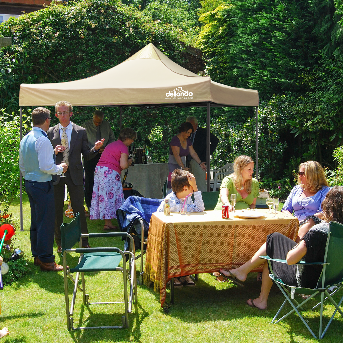 Dellonda DG130 Dellonda Premium 3 x 3m Pop-Up Gazebo, PVC Coated, Water-Resistant Fabric, Supplied with Carry Bag, Rope, Stakes & Weight Bags - Beige Canopy